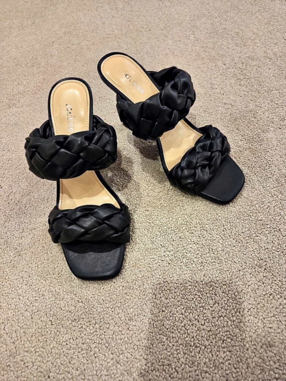Guess Braided Strappy Heels in Black